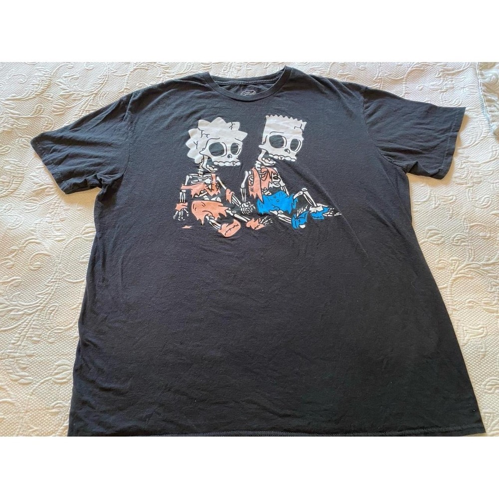 The Simpsons Bart and Lisa Skeleton Graphic T-Shirt Size XL s2